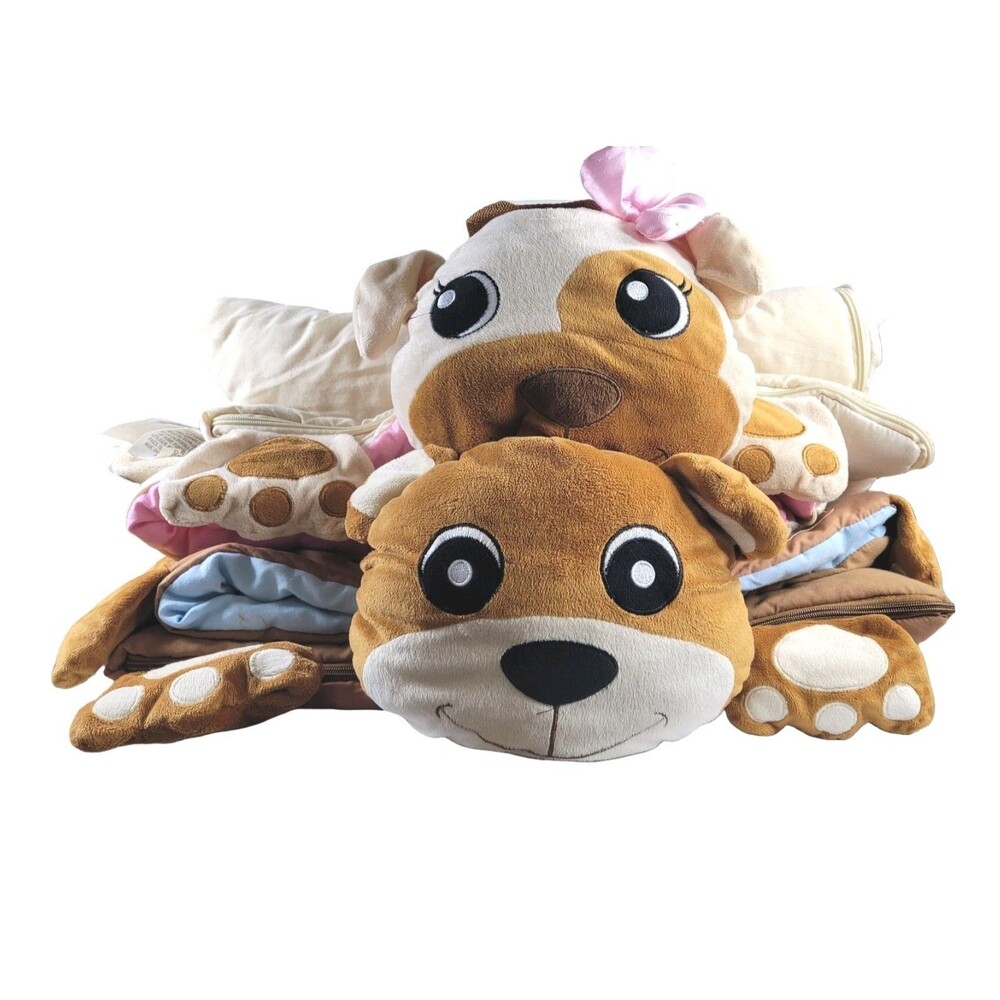 Pair of Funhouse Kids Sleeping bags Bear and Puppy with Bow Summer Fun